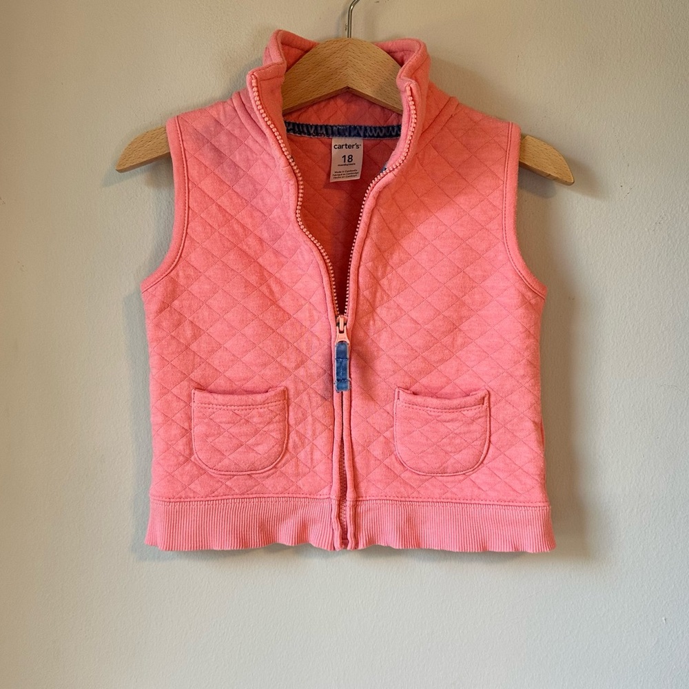 Pink Quilted Fall Zip Vest Size 18M - Picture 10 of 11
